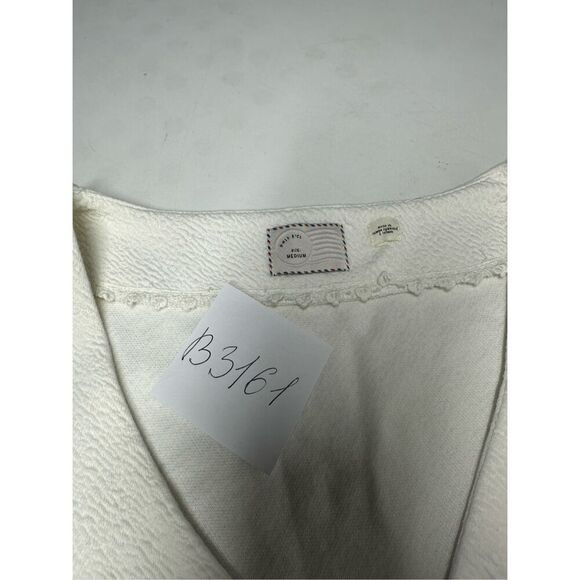 Anthropologie Postage Stamp VNeck Blouse Top Stretch Ivory Cap Sleeve Size M - Picture 10 of 10